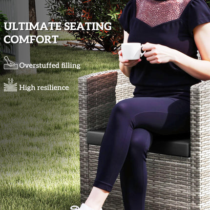 Outdoor Rattan Furniture Seat Cushion Set 3 Pieces - Black