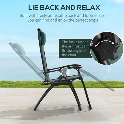 Zero Gravity Lounger Chair with Padded Cushion and Cup Holder - Green