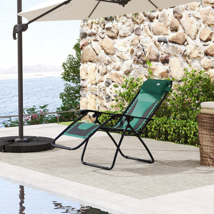 Zero Gravity Lounger Chair with Padded Cushion and Cup Holder - Green