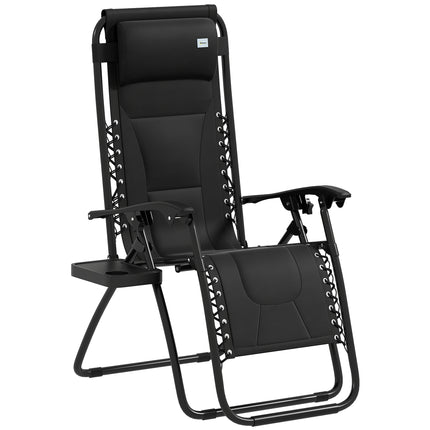 Zero Gravity Lounger Chair, Folding Reclining Patio Chair with Padded Seat, Cup