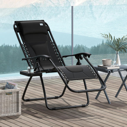 Zero Gravity Lounger Chair, Folding Reclining Patio Chair with Padded Seat, Cup