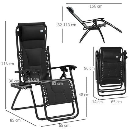Zero Gravity Lounger Chair, Folding Reclining Patio Chair with Padded Seat, Cup