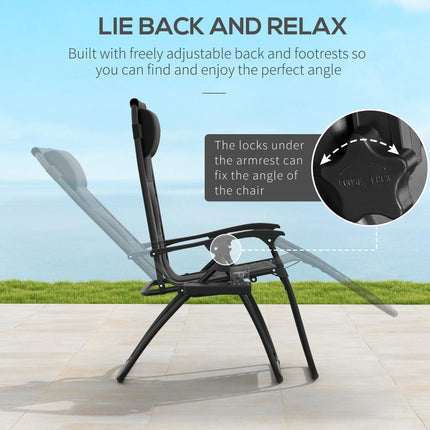 Zero Gravity Lounger Chair, Folding Reclining Patio Chair with Padded Seat, Cup