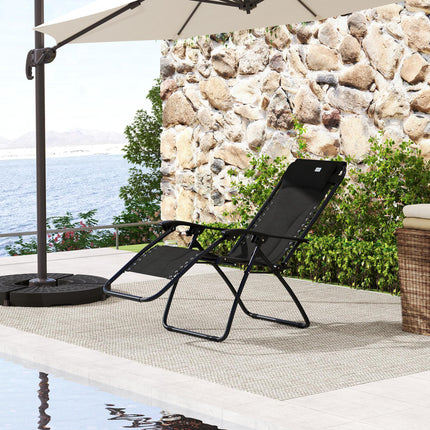 Zero Gravity Lounger Chair, Folding Reclining Patio Chair with Padded Seat, Cup