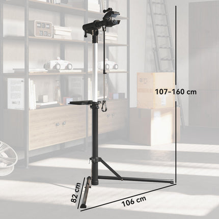 Heavy Duty Adjustable Bike Repair Stand 40kg Load 360° Rotatable Foldable - Black