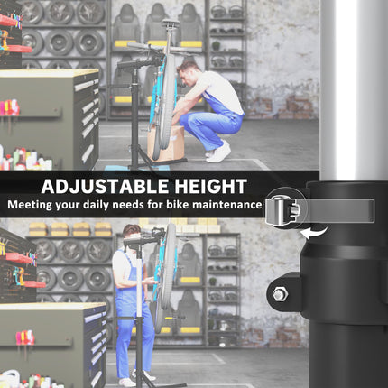 Heavy Duty Adjustable Bike Repair Stand 40kg Load 360° Rotatable Foldable - Black