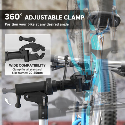 Heavy Duty Adjustable Bike Repair Stand 40kg Load 360° Rotatable Foldable - Black