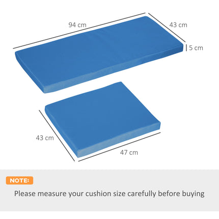3 Piece Rattan Outdoor Seat Cushion Set with 2 Single & 1 Double Cushion - Sky Blue