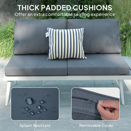 3 Piece Garden Furniture Set with 5-Level Adjustable Lounger & L Shaped Corner Sofa with Cushions - Grey
