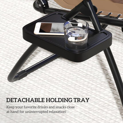 Set of 2 Zero Gravity Lounger Chairs with Cushion, Shade & Tray - Black