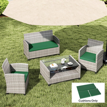 3 Piece Rattan Outdoor Seat Cushion Set - Green