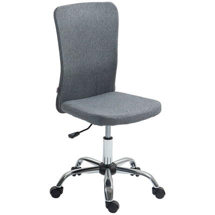 Armless Swivel Office Desk Chair with Adjustable Height and Wheels for Home Study and Vanity - Grey