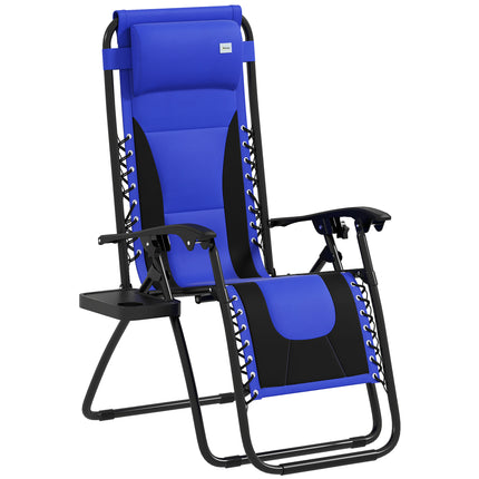 Zero Gravity Lounger Chair, Folding Reclining Patio Chair with Padded Seat, Cup