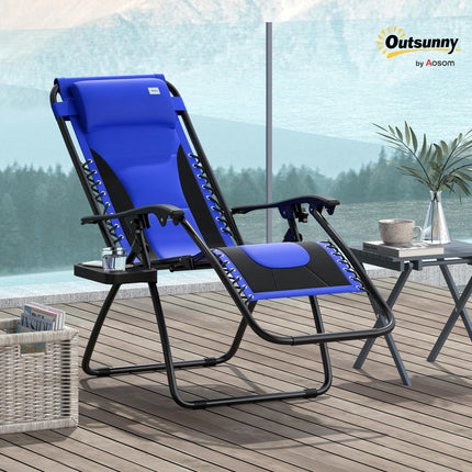 Zero Gravity Lounger Chair, Folding Reclining Patio Chair with Padded Seat, Cup