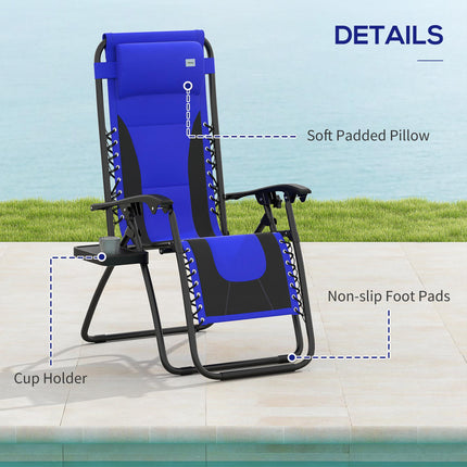 Zero Gravity Lounger Chair, Folding Reclining Patio Chair with Padded Seat, Cup
