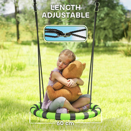 60 cm Diameter Kid Nest Swing Seat with Adjustable Ropes for Indoor Outdoor - Black