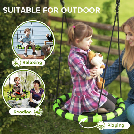 60 cm Diameter Kid Nest Swing Seat with Adjustable Ropes for Indoor Outdoor - Black