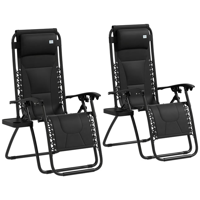 Zero Gravity Lounger Chair Set of 2, Folding Reclining Patio Chair with Padded L