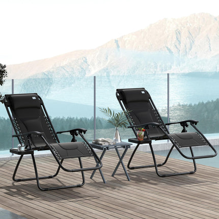 Zero Gravity Lounger Chair Set of 2, Folding Reclining Patio Chair with Padded L