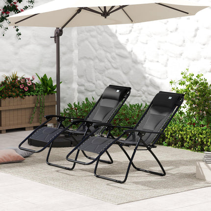 Zero Gravity Lounger Chair Set of 2, Folding Reclining Patio Chair with Padded L