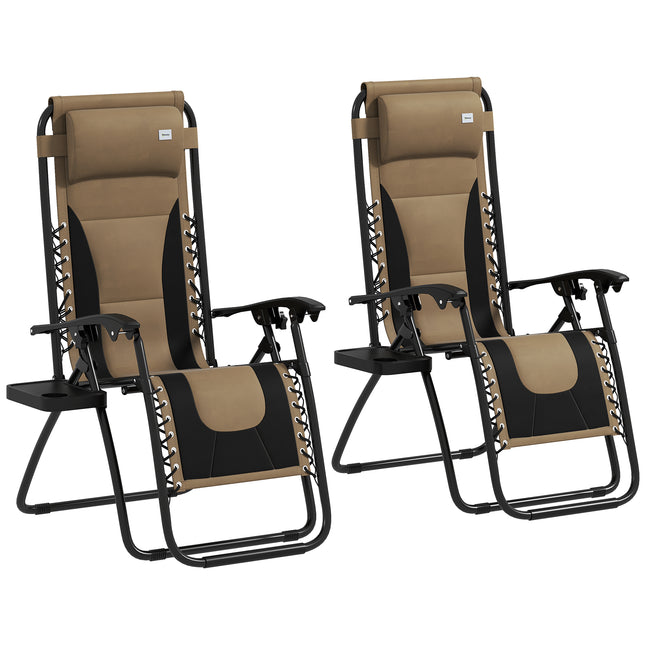 Zero Gravity Lounger Chair Set of 2, Folding Reclining Patio Chair with Padded B