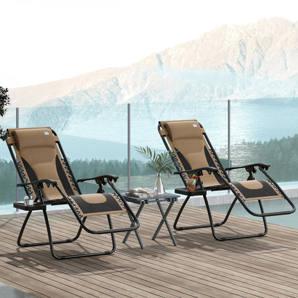 Zero Gravity Lounger Chair Set of 2, Folding Reclining Patio Chair with Padded B
