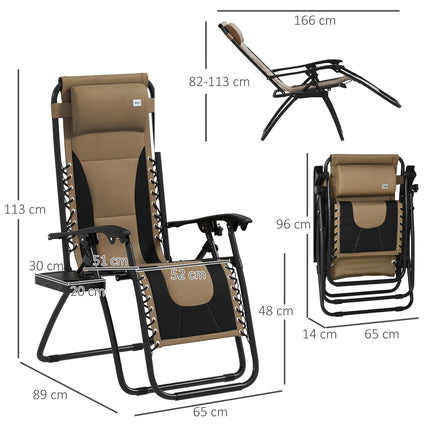 Zero Gravity Lounger Chair Set of 2, Folding Reclining Patio Chair with Padded B