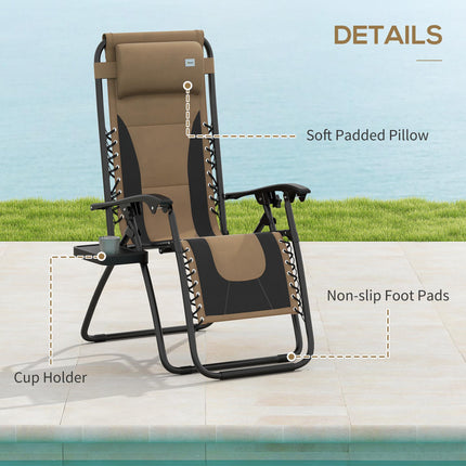 Zero Gravity Lounger Chair Set of 2, Folding Reclining Patio Chair with Padded B