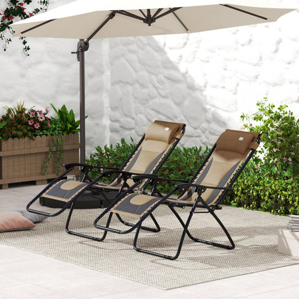 Zero Gravity Lounger Chair Set of 2, Folding Reclining Patio Chair with Padded B