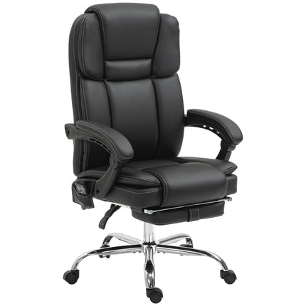 Six Point Vibrating Massage Office Chair with Recline and Heat Settings - Black