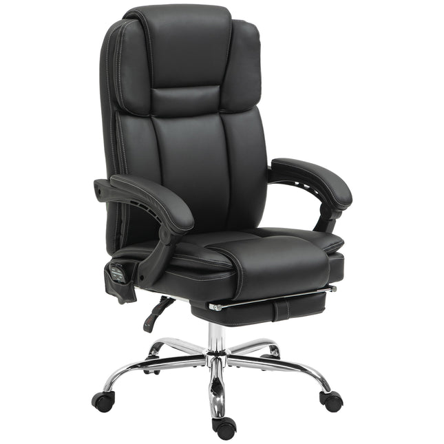 Six Point Vibrating Massage Office Chair with Recline and Heat Settings - Black