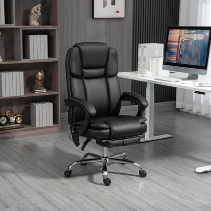 Six Point Vibrating Massage Office Chair with Recline and Heat Settings - Black