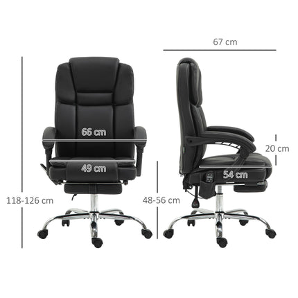 Six Point Vibrating Massage Office Chair with Recline and Heat Settings - Black