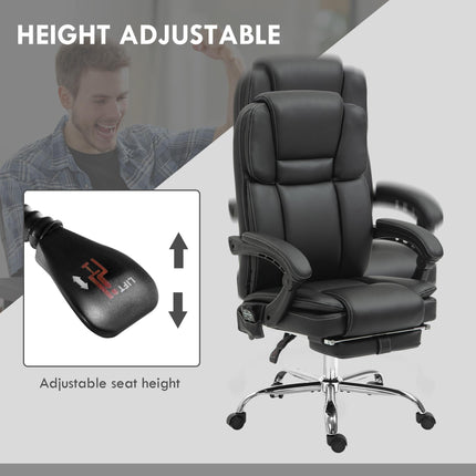 Six Point Vibrating Massage Office Chair with Recline and Heat Settings - Black