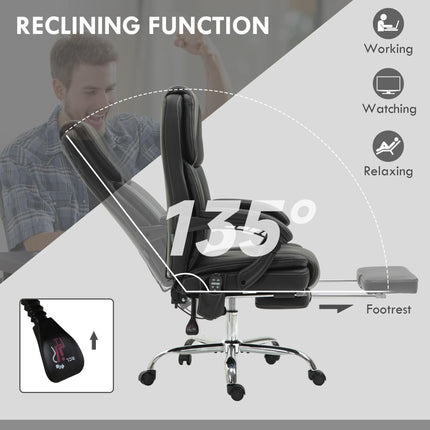 Six Point Vibrating Massage Office Chair with Recline and Heat Settings - Black