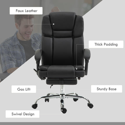 Six Point Vibrating Massage Office Chair with Recline and Heat Settings - Black