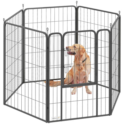 Six-Panel Dog Playpen with Door, for Large Dogs, Indoors, Outdoors, 100cm Tall,