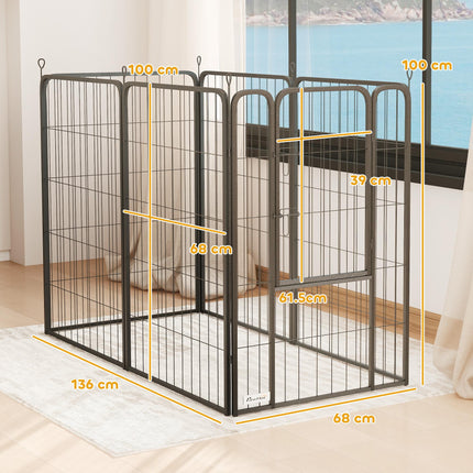 Six-Panel Dog Playpen with Door, for Large Dogs, Indoors, Outdoors, 100cm Tall,