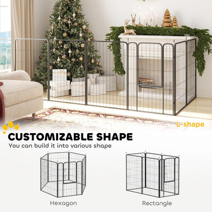 Six-Panel Dog Playpen with Door, for Large Dogs, Indoors, Outdoors, 100cm Tall,
