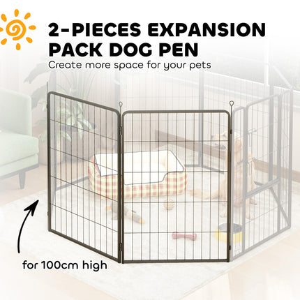 Two-Piece Dog Pen Expansion Pack for Large Dogs, 100cm Tall Animal Pen with Thre