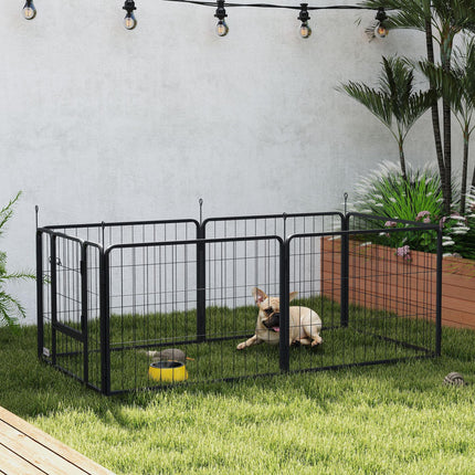 6 Panel Portable Detachable Dog Playpen with Door 60cm High for Small Dogs - Black