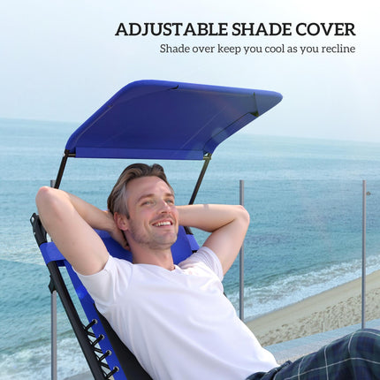 Zero Gravity Lounger Chair Set of 2, Folding Reclining Patio Chair with Shade B