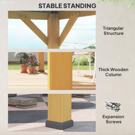 3x3M Outdoor Hardtop Gazebo Canopy with 2-Tier Roof and Solid Wood Frame - Grey