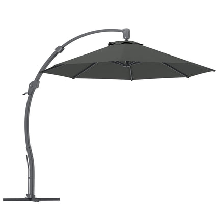 3 Metre Garden Cantilever Parasol Set with Aluminium Frame - Grey