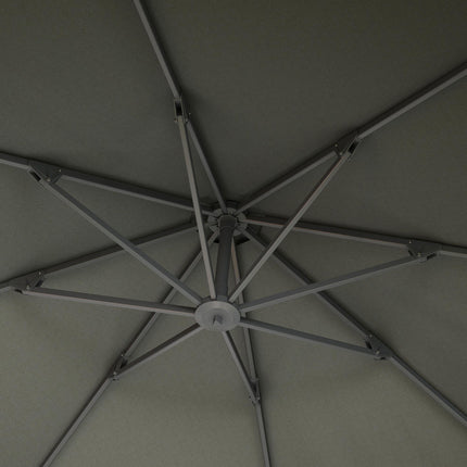 3 Metre Garden Cantilever Parasol Set with Aluminium Frame - Grey