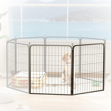 2 Piece 80cm High Dog Pen Expansion Pack with 3 Connecting Stakes - Black