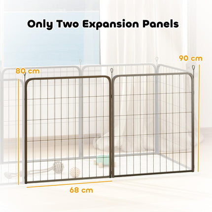 2 Piece 80cm High Dog Pen Expansion Pack with 3 Connecting Stakes - Black