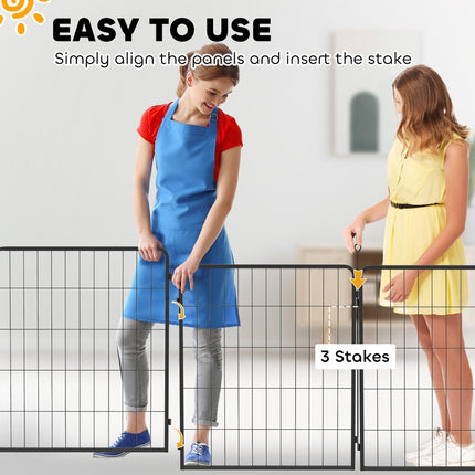 2 Piece 80cm High Dog Pen Expansion Pack with 3 Connecting Stakes - Black