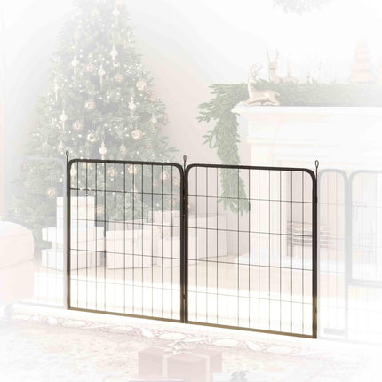 2 Piece 80cm High Dog Pen Expansion Pack with 3 Connecting Stakes - Black