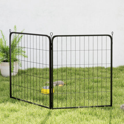 2 Piece 80cm High Dog Pen Expansion Pack with 3 Connecting Stakes - Black